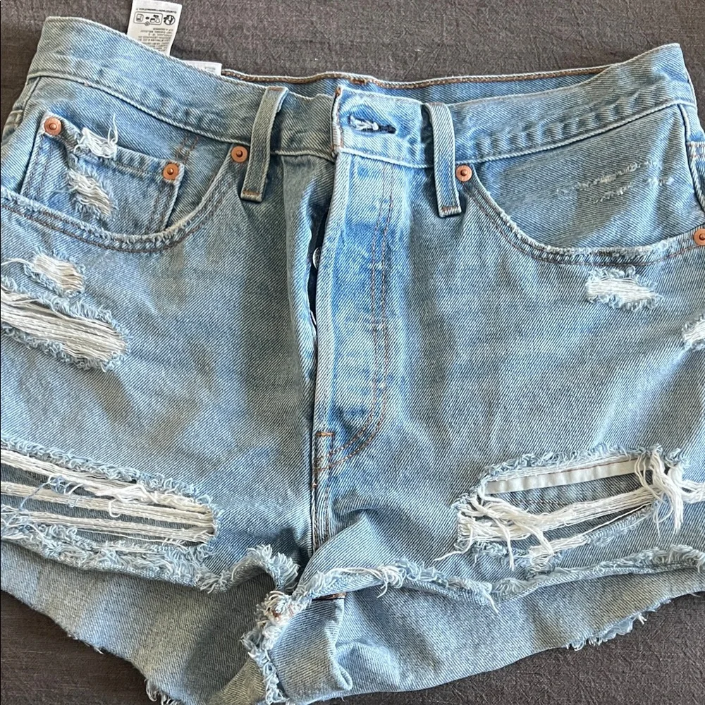 Levi's Women's Jean Shorts - Light Blue, Pink, White - Picture 2 of 7